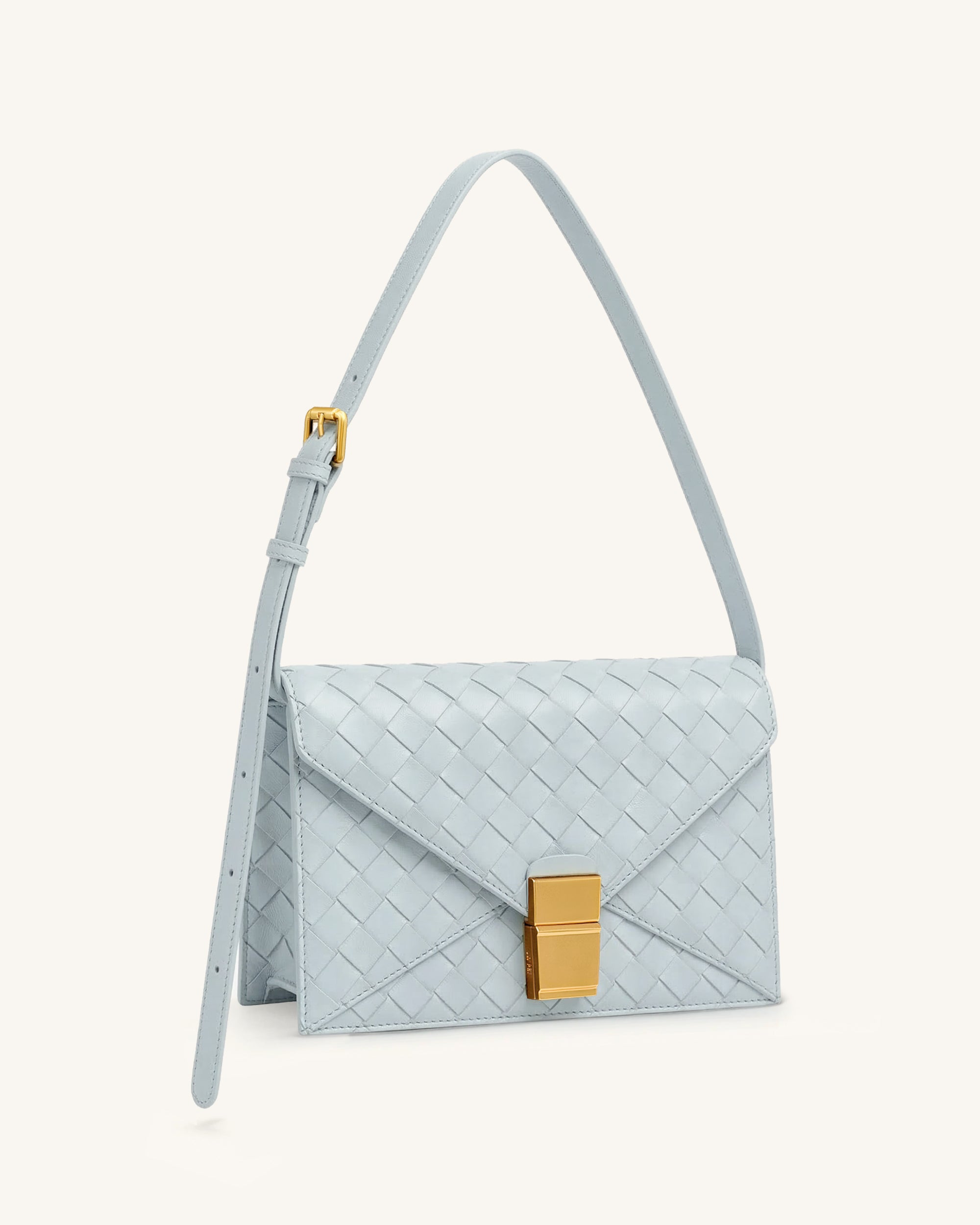 Clio Woven Textured Envelope Crossbody Bag - Light Blue