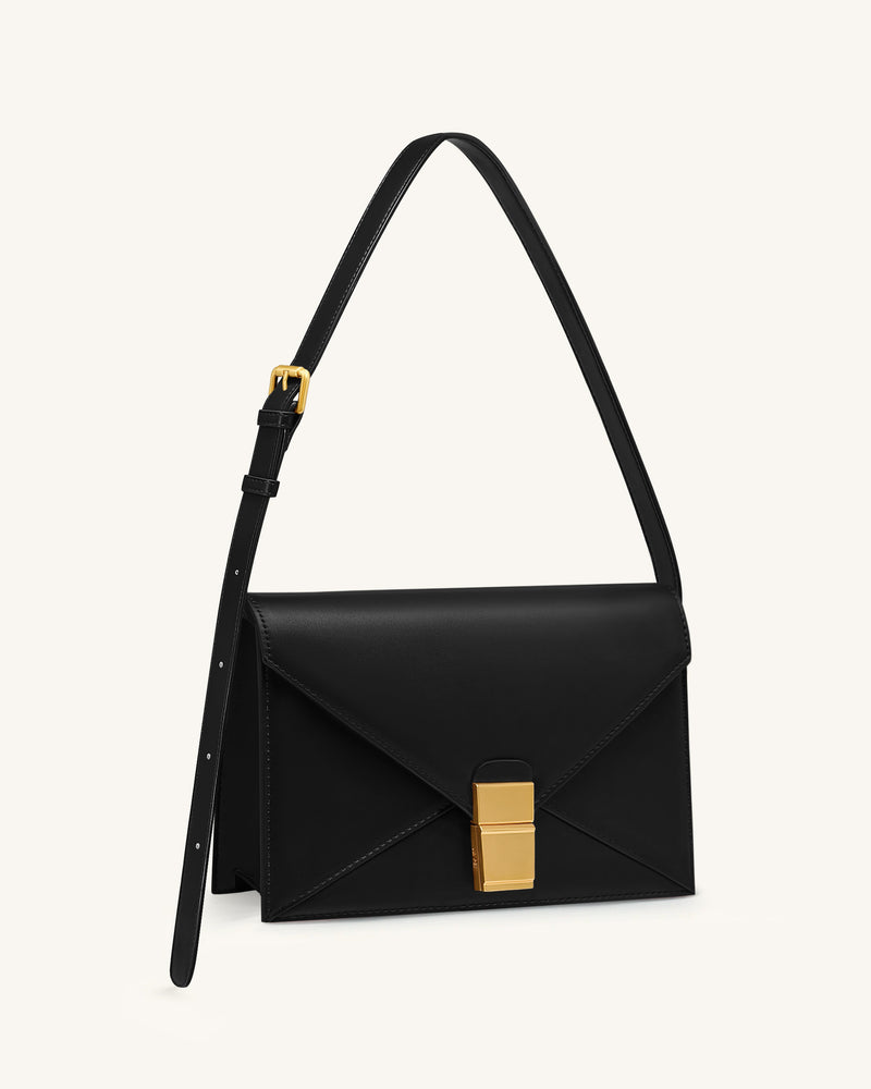 Clio Envelope Crossbody Bag - Jet Black