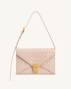 Clio Woven Textured Envelope Crossbody Bag - Light Pink