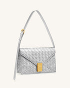 Clio Woven Textured Envelope Crossbody Bag - Silver