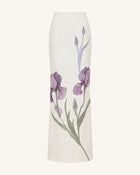 Iris Motif Maxi Skirt - White