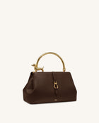 Bruna Dachshund Metal Handle Top Handle Bag - Dark Brown