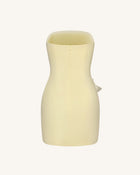 Strapless Floral Appliqué Dress - Yellow