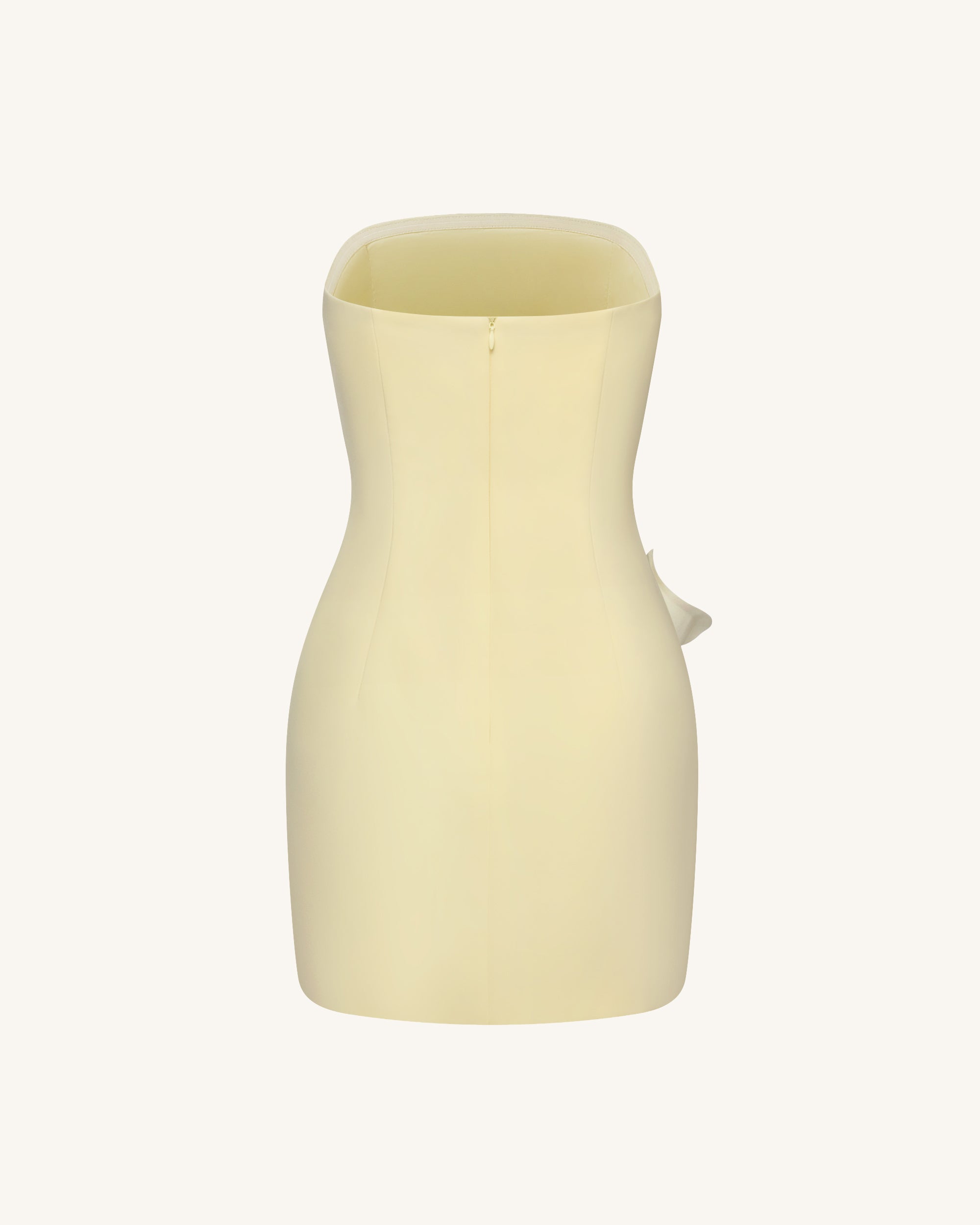 Strapless Floral Appliqué Dress - Yellow