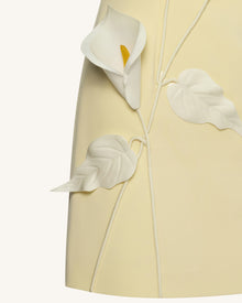 Strapless Floral Appliqué Dress - Yellow