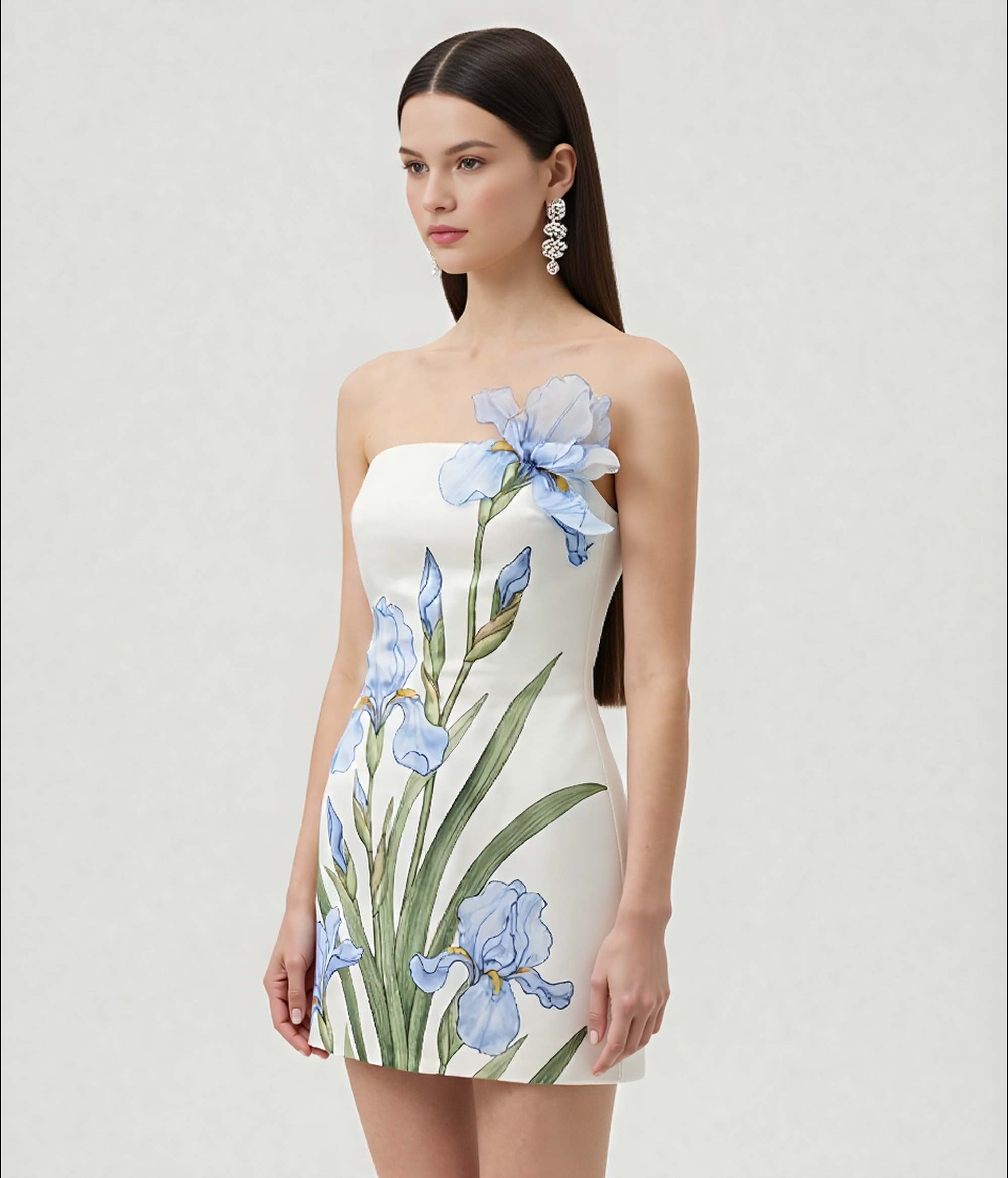 Floral Printed Mini Dress - White Floral Printed Mini Dress - White