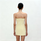 3D Floral Appliqué Strapless Mini Dress - Yellow