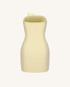 3D Floral Appliqué Strapless Mini Dress - Yellow