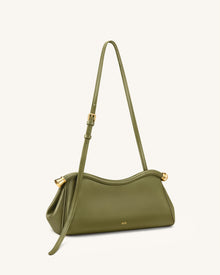 Naomi Curved Shoulder Bag - Olive Green
