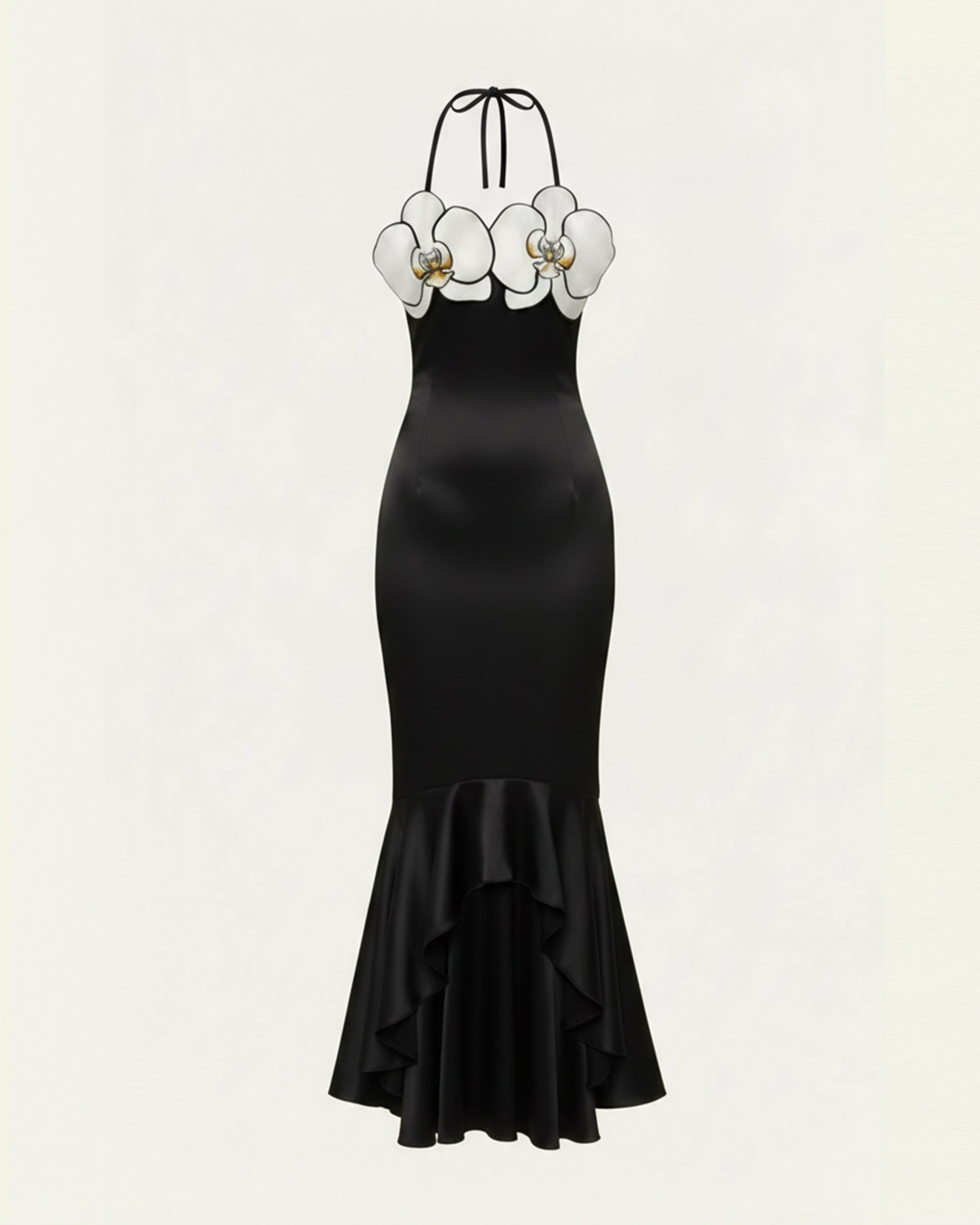 Orchid Embroidered High-Low Midi Dress - Black 8 | US Orchid Embroidered High-Low Midi Dress - Black 8 | US