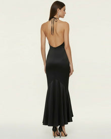 Orchid Embroidered High-Low Midi Dress - Black