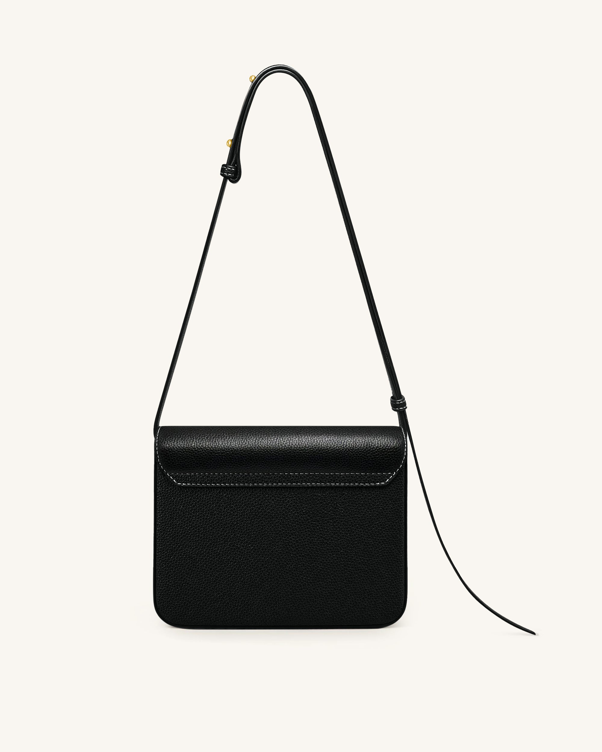 Evania Lock Pebbled Shoulder Bag - Black | JW PEI