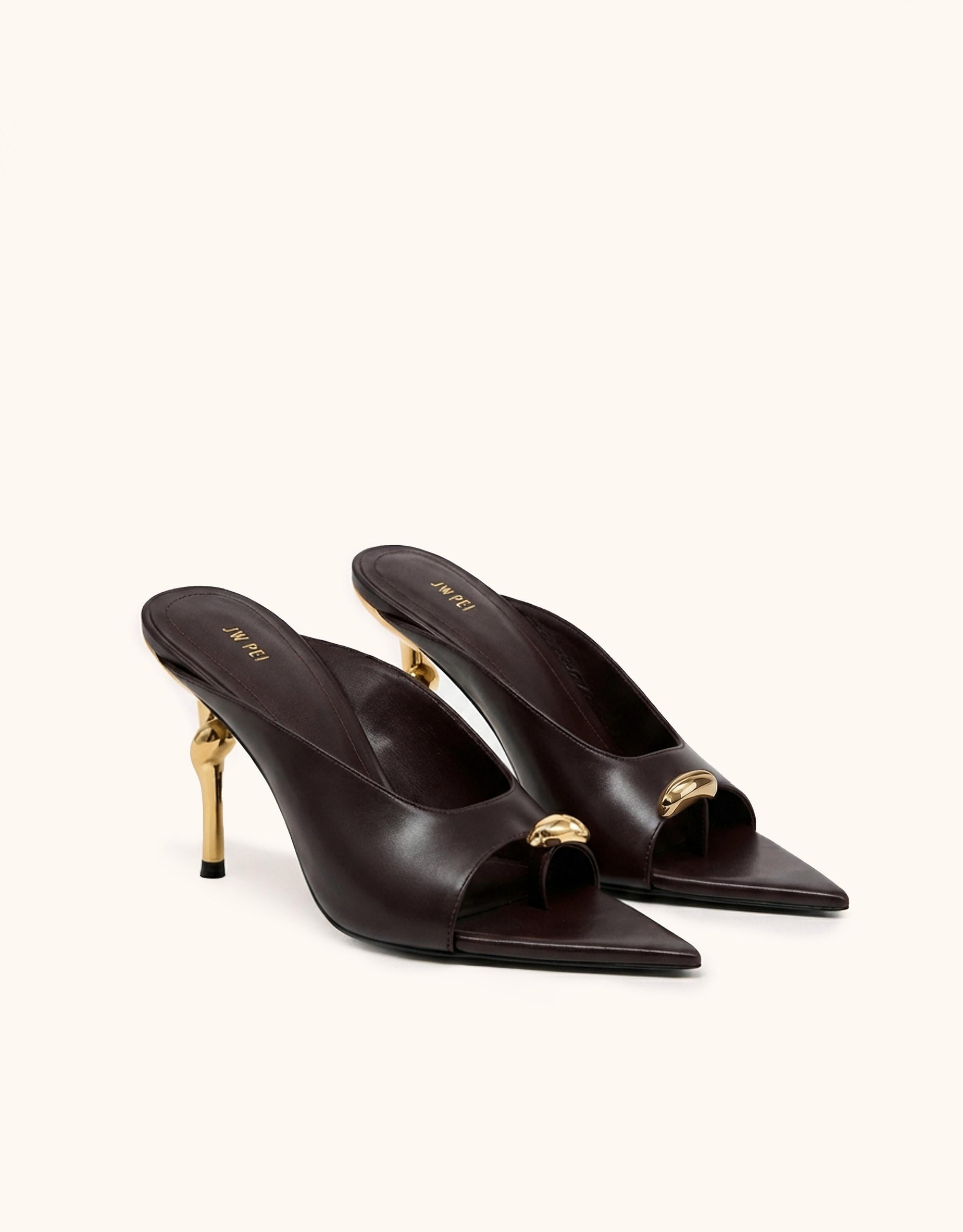 Noemi Pointed-Toe Mule Heels - Burgundy