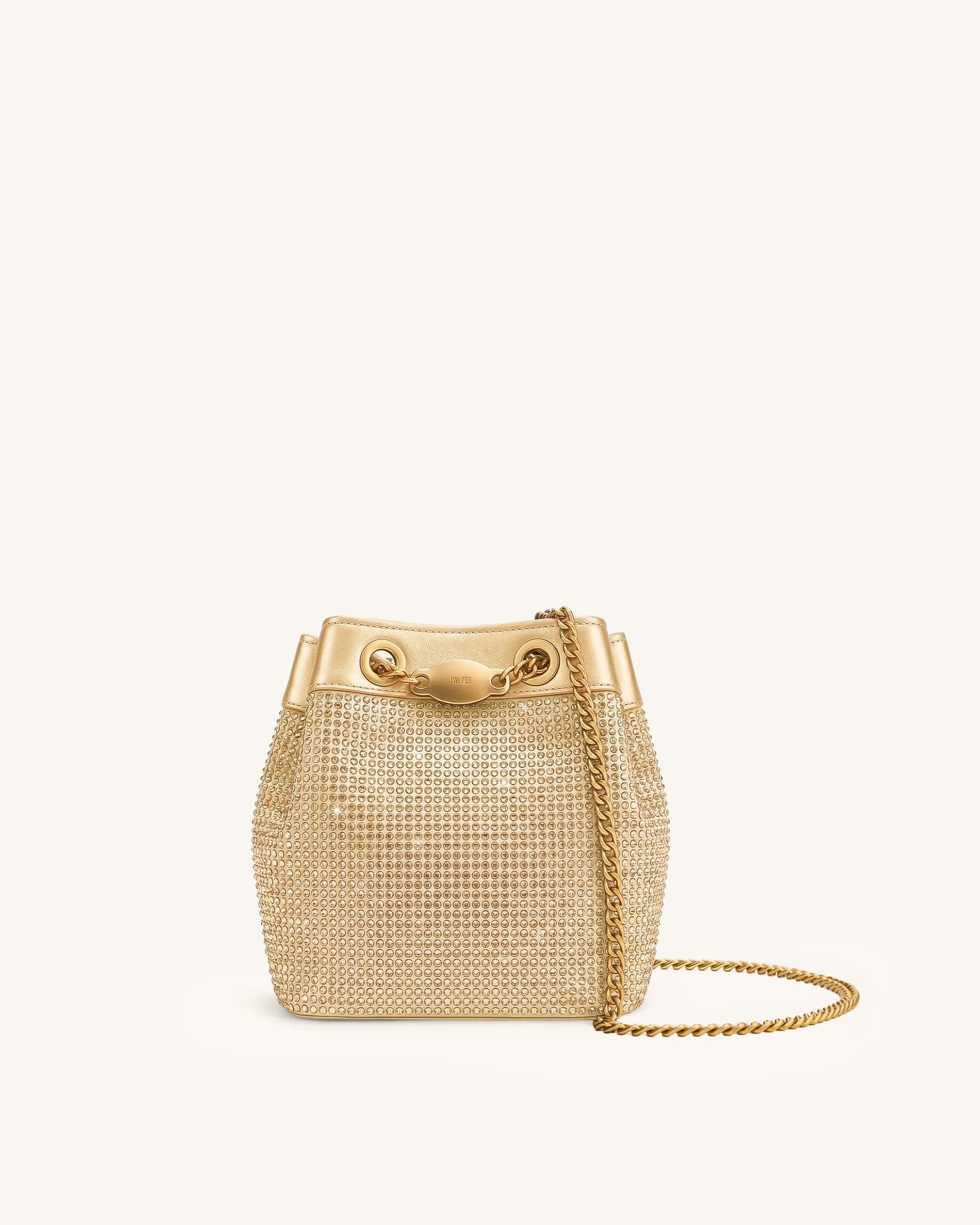 Yara Artificial Crystal Bucket Bag - Champagne