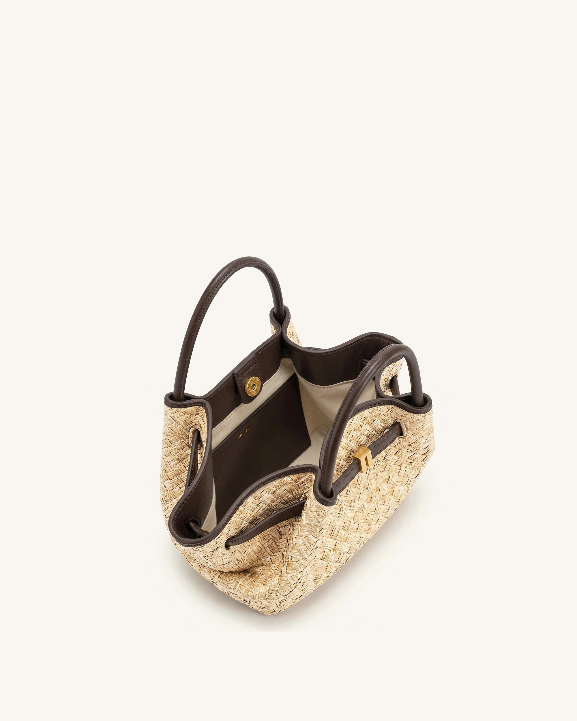 Hana Mini Faux Straw Tote Bag - Brown | JW PEI