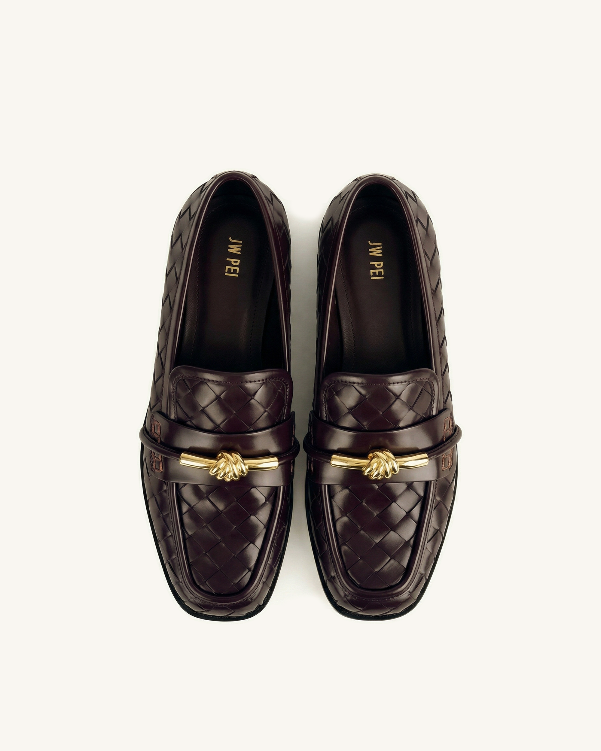 Elowen Woven Horsebit Loafers - Burgundy