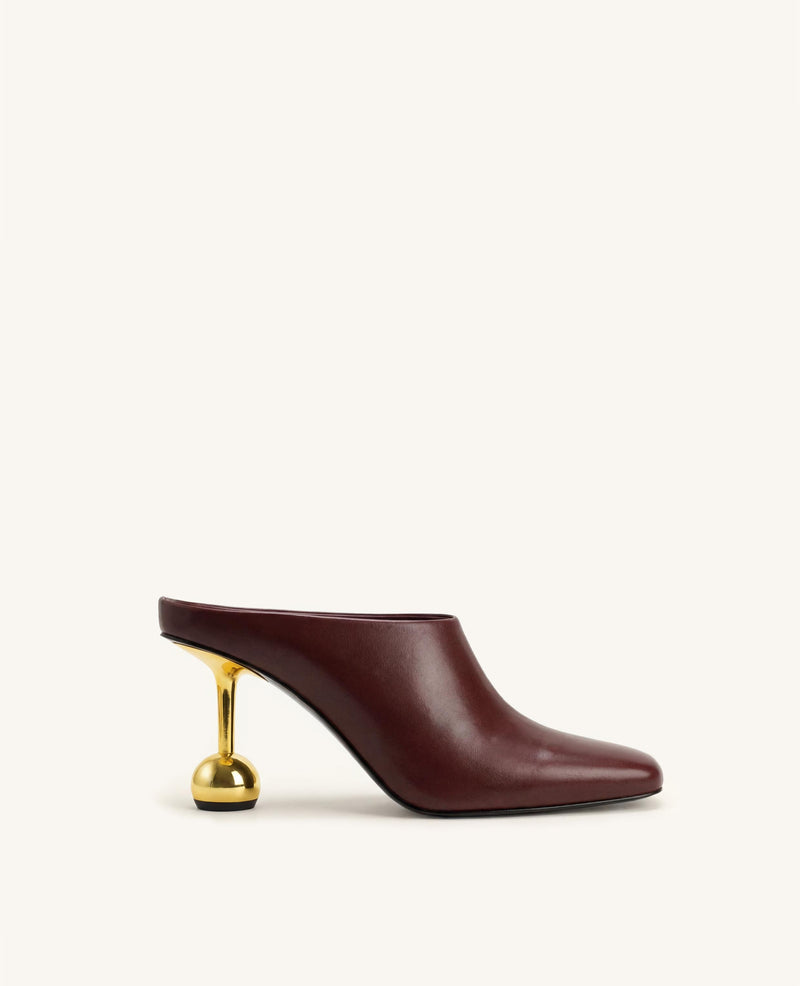 Sofia Square Toe Mule Heels - Burgundy