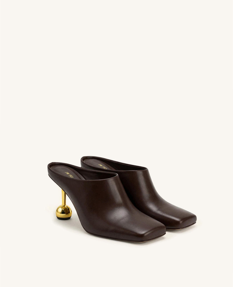 Sofia Square Toe Mule Heels - Dark Brown