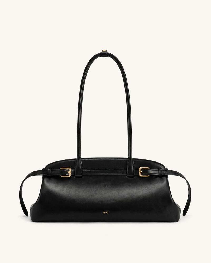 Arden Belt Detail East-West Shoulder Bag - Black
