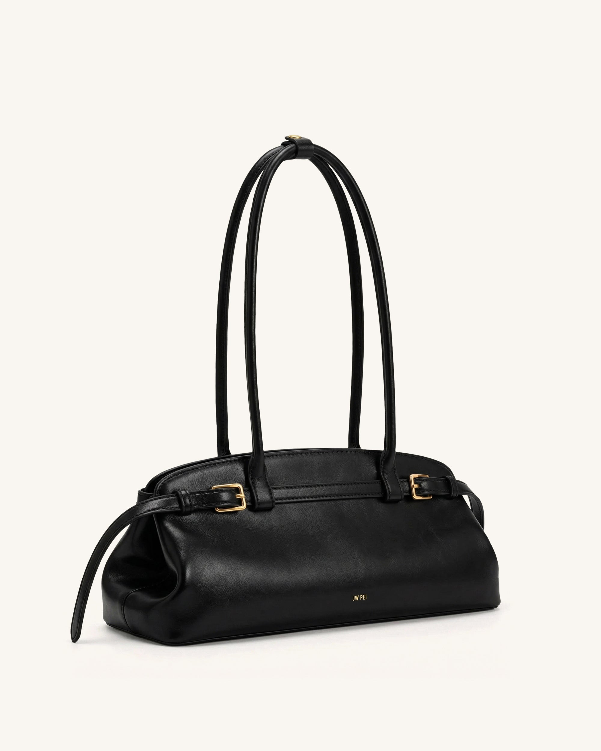 Arden Belt Detail East-West Shoulder Bag - Black