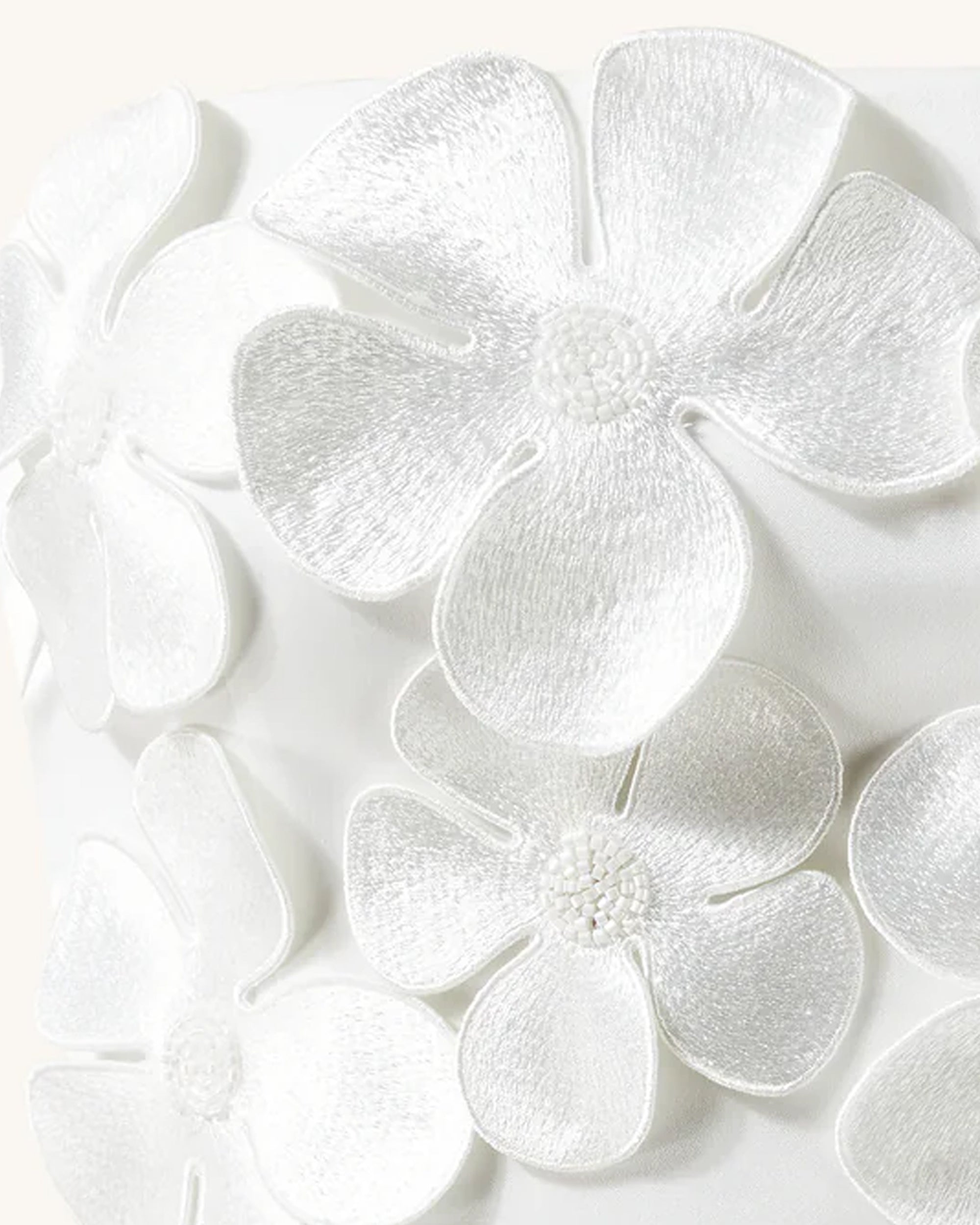 3D Floral Appliqué Satin Dress - White | JW PEI