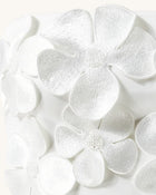 3D Floral Appliqué Satin Dress - White