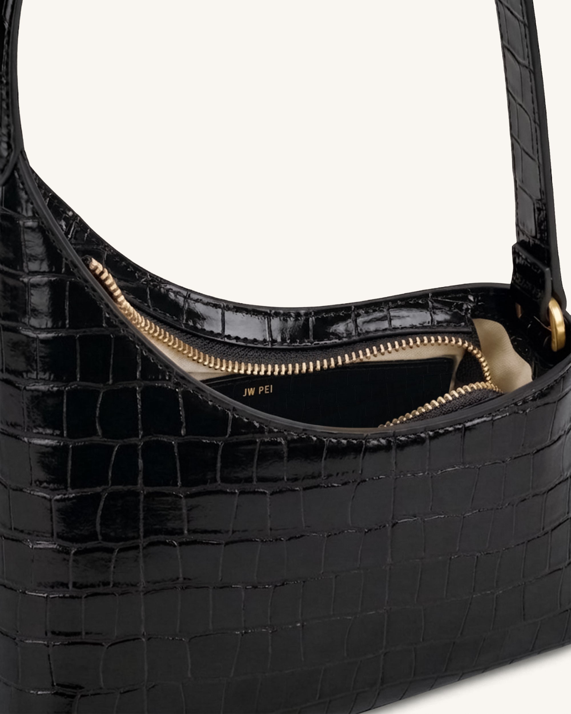 Lyra Shoulder Bag - Black Croc | JW PEI