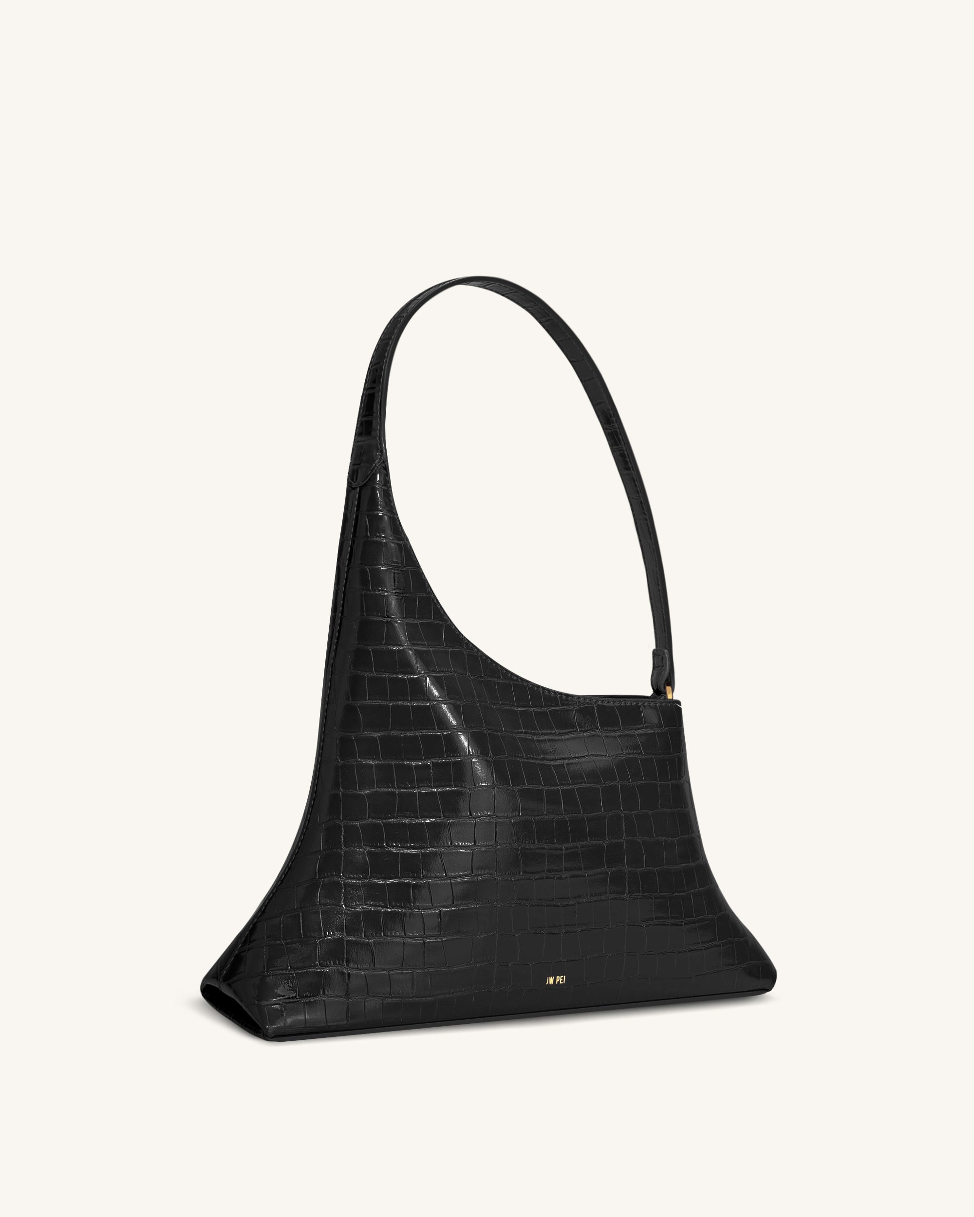 Lyra Shoulder Bag - Black Croc | JW PEI