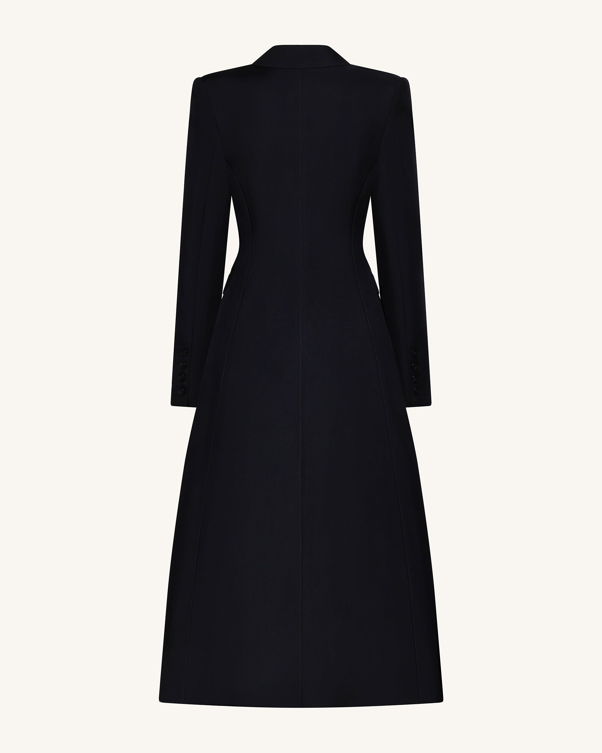 Structured Peak-Lapel Cutaway Maxi Blazer - Black | JW PEI