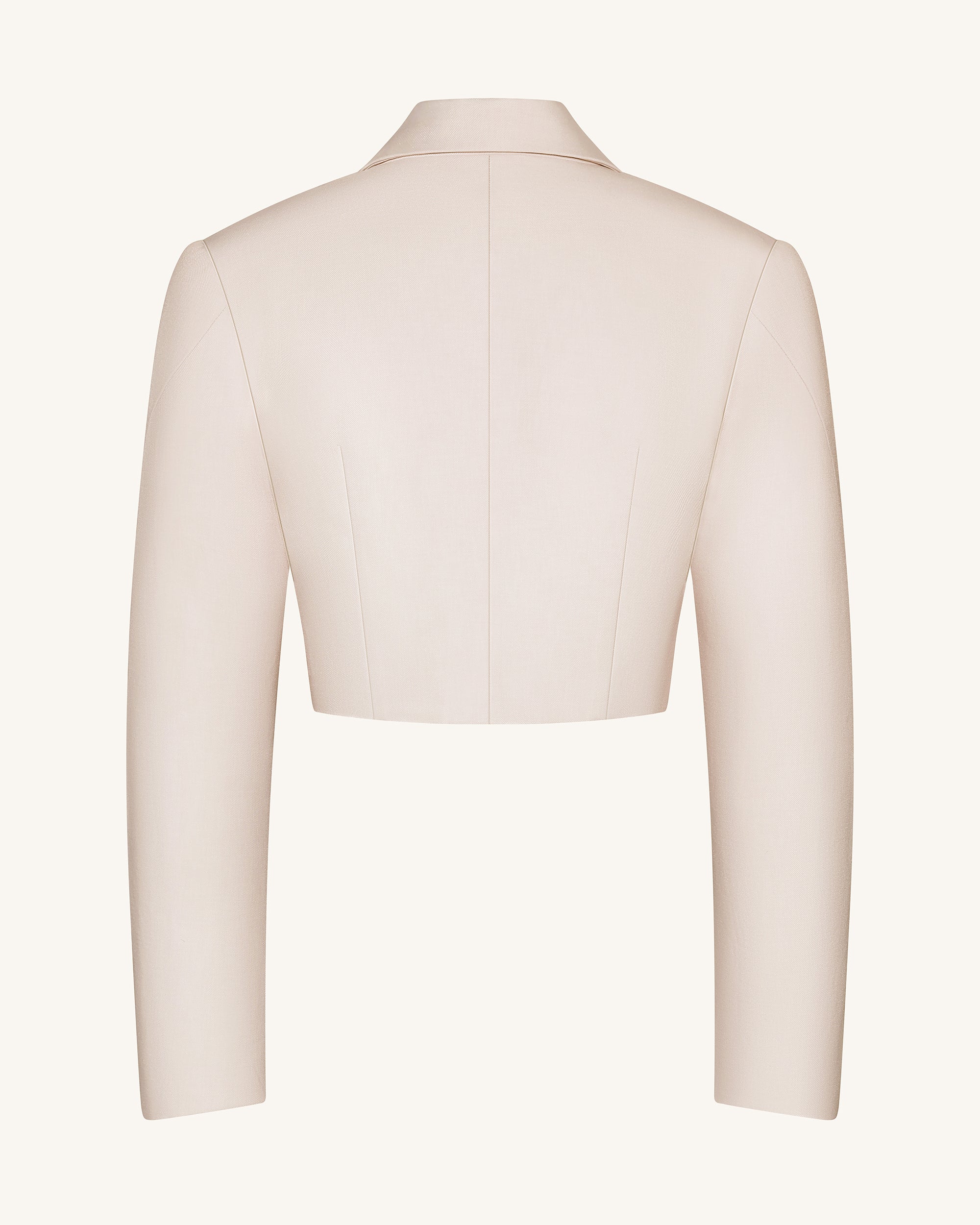 Structured Power-Shoulder Cropped Blazer - Beige | JW PEI