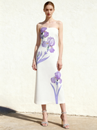 Iris Floral Print Strapless A-Line Maxi Dress - White