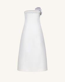 Iris Floral Print Strapless A-Line Maxi Dress - White