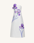 Iris Floral Print Strapless A-Line Maxi Dress - White