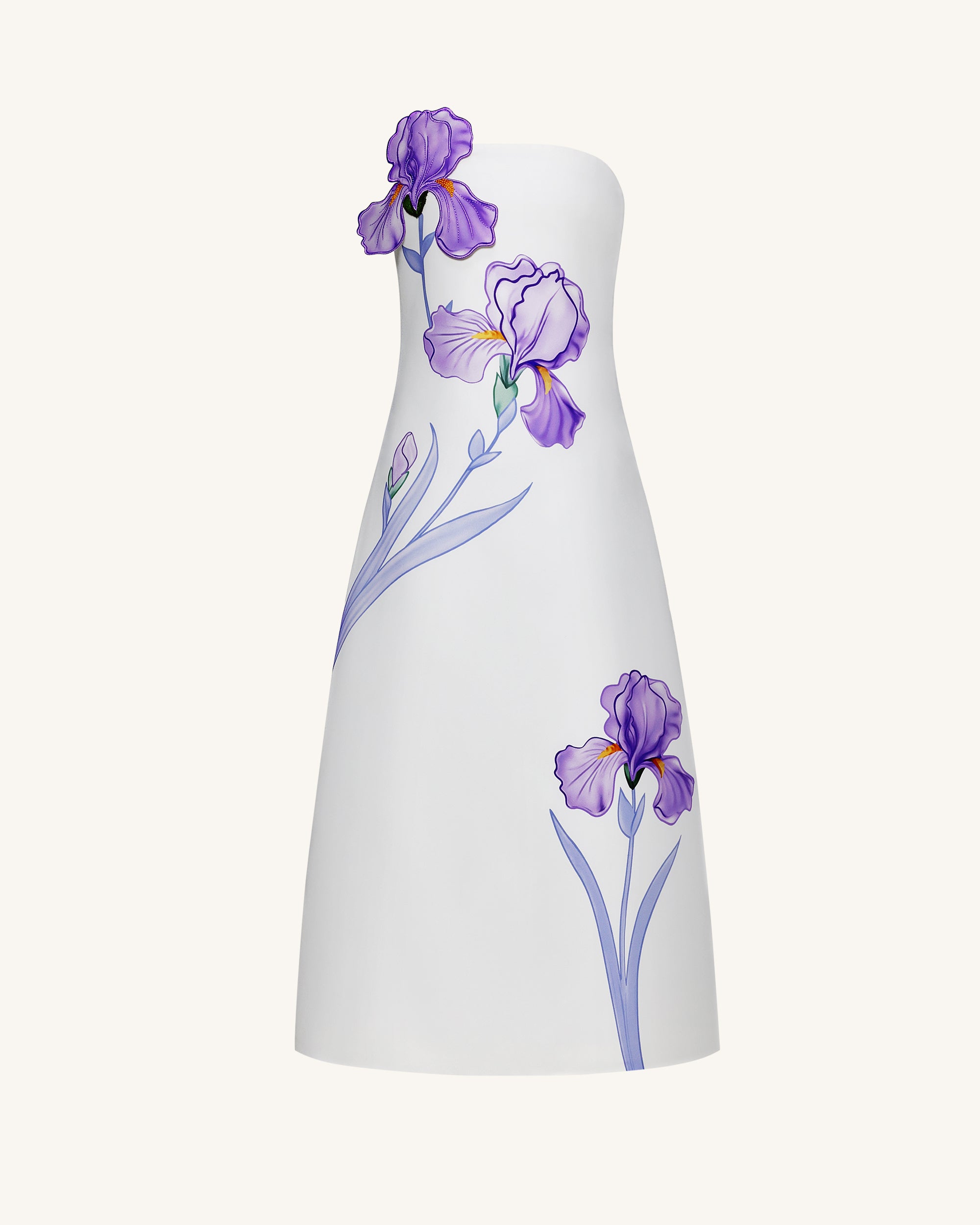 Iris Floral Print Strapless A-Line Maxi Dress - White