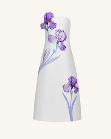 Iris Floral Print Strapless A-Line Maxi Dress - White