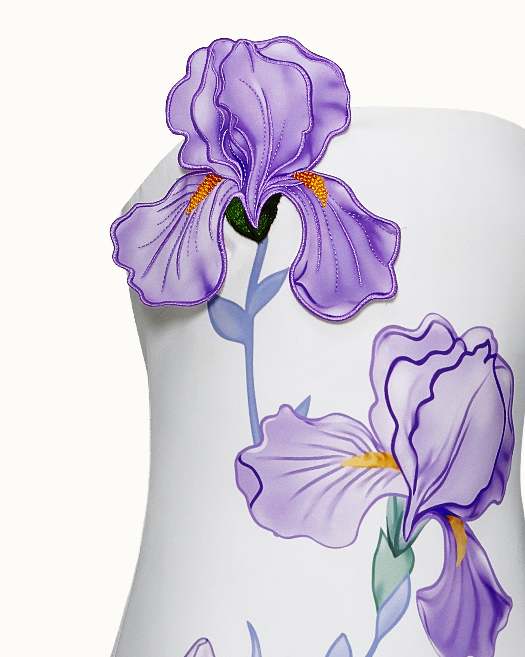 Iris Floral Print Strapless A-Line Maxi Dress - White