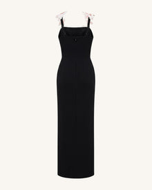Flower Embroidered Dress - Black/Pink
