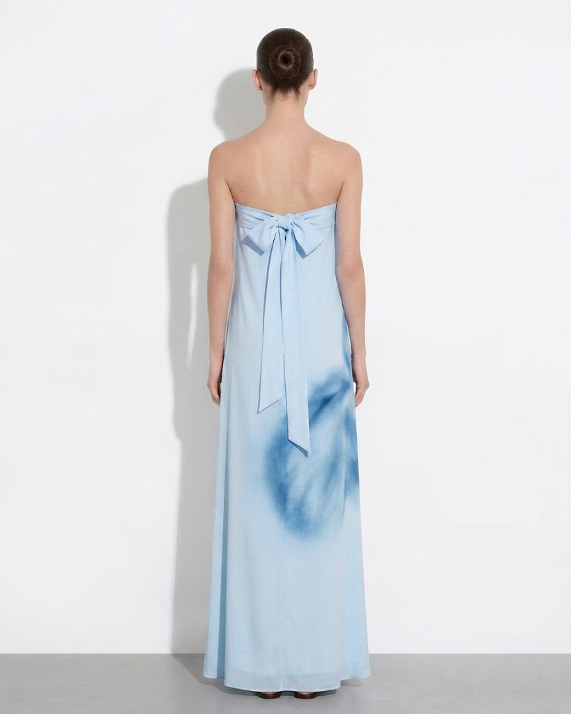 Watercolor Floral Print Strapless Maxi Dress - Blue, 2 | US Watercolor Floral Print Strapless Maxi Dress - Blue, 2 | US