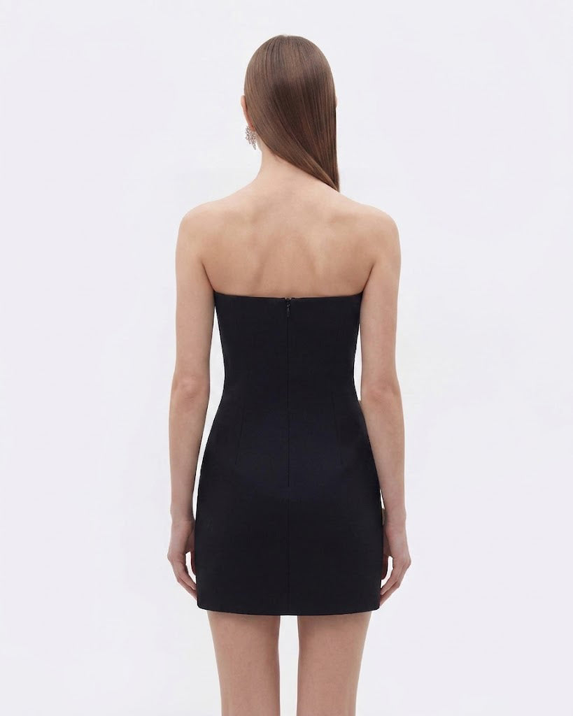 Strapless Floral Appliqu Dress - Black | JW PEI Strapless Floral Appliqu Dress - Black | JW PEI