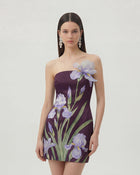 Floral Printed Mini Dress - Purple