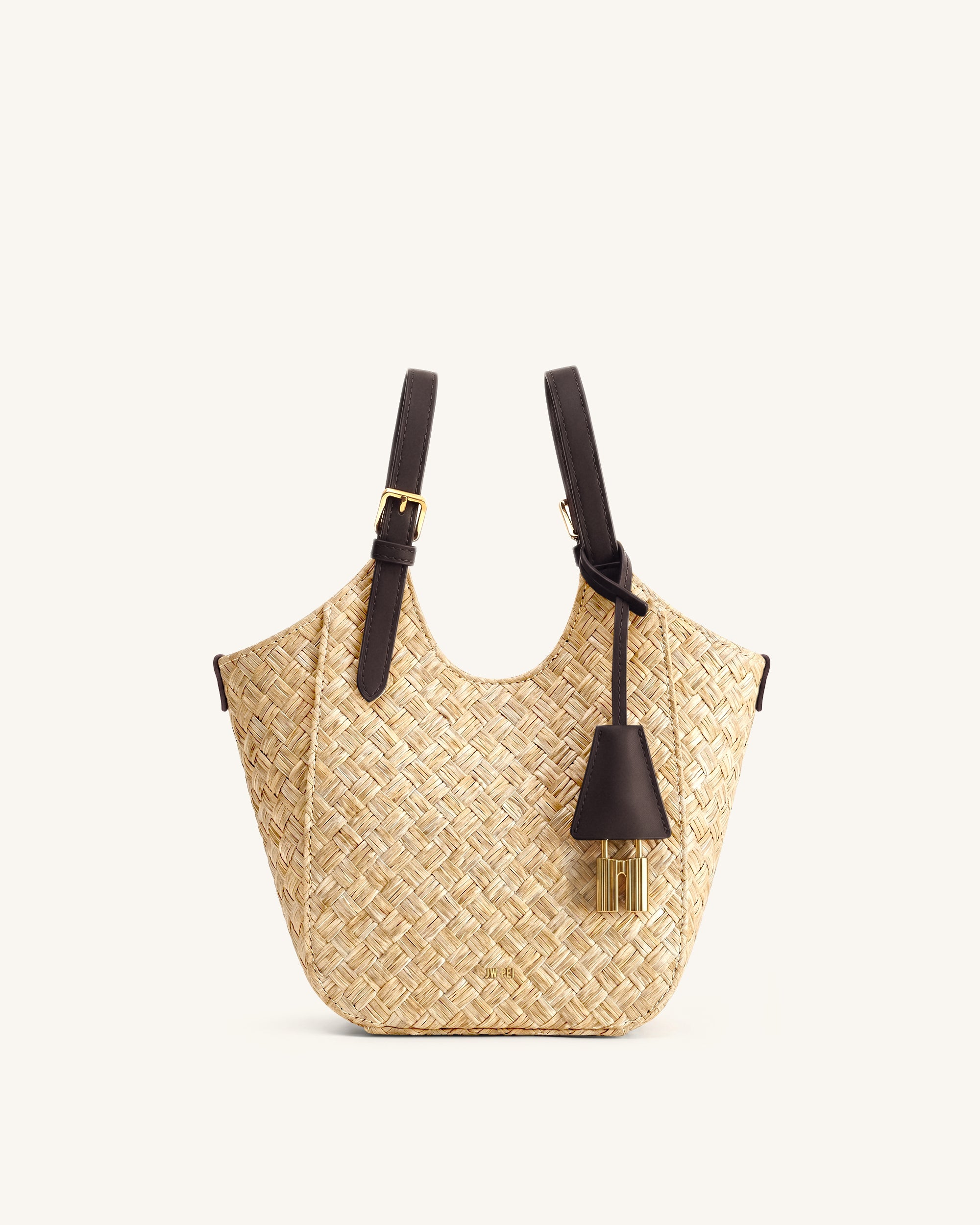 Ines Faux Straw Tote Bag - Brown