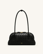 Aveline Woven Textured Shoulder Bag - Black