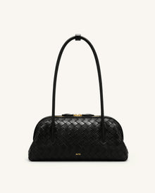 Aveline Woven Textured Shoulder Bag - Black
