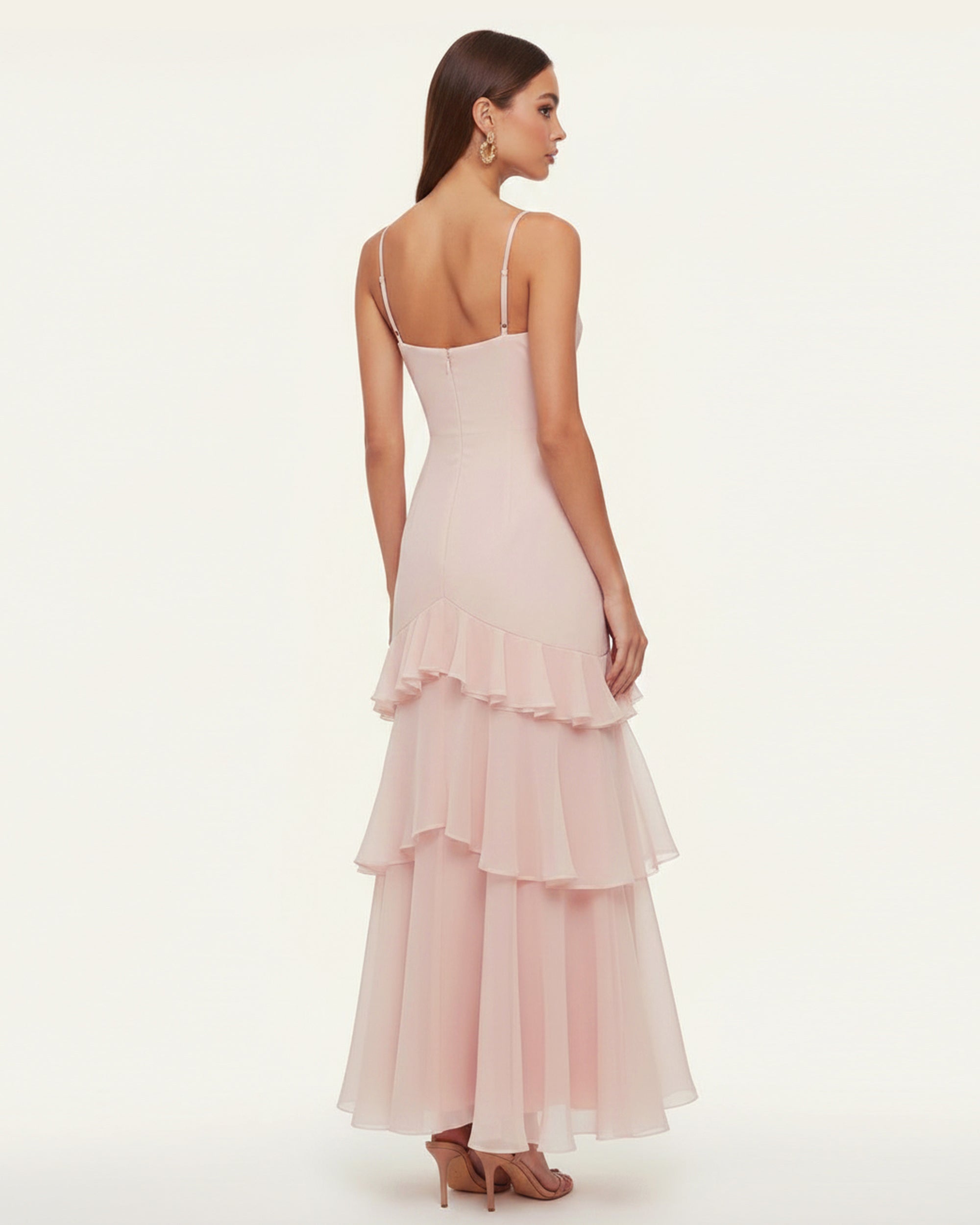 pink one shoulder maxi dress Orchid Embroidered Ruffled One-Shoulder Maxi Dress - Blush Pink 6