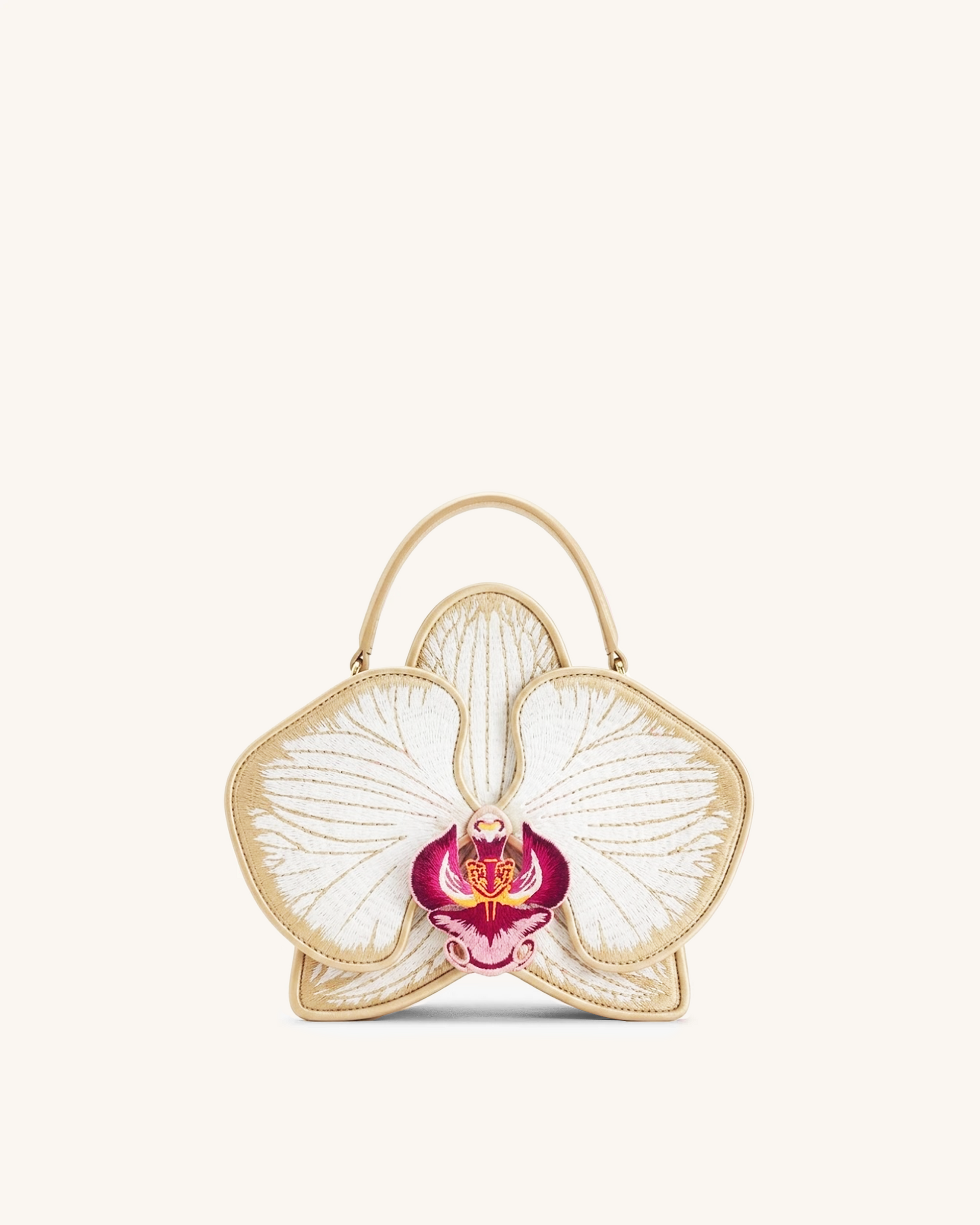 ポテト（ノア） Flora Orchid Shaped Top Handle Bag - Champagne | JW PEI