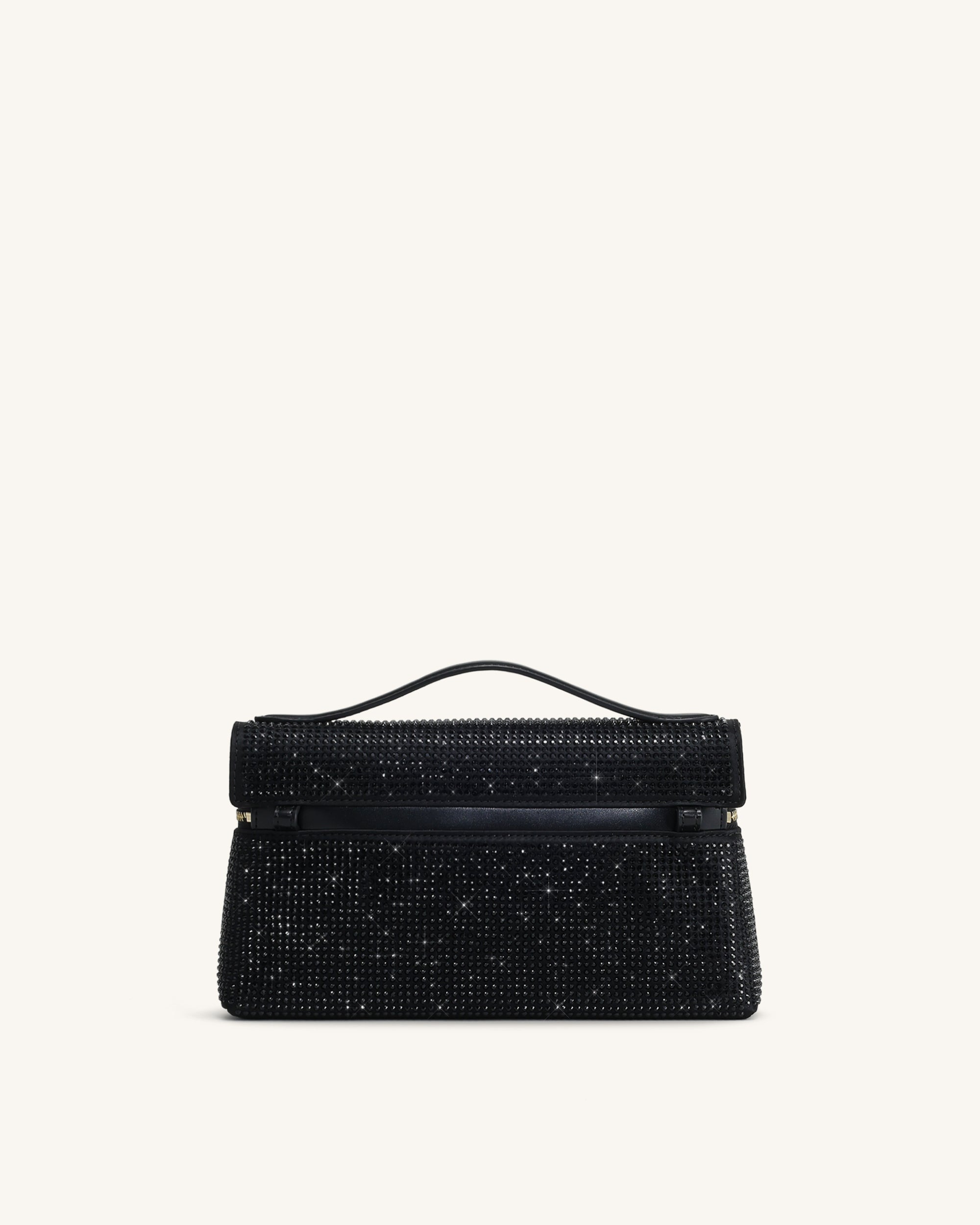 Thea Artificial Crystal Top Handle Bag - Black