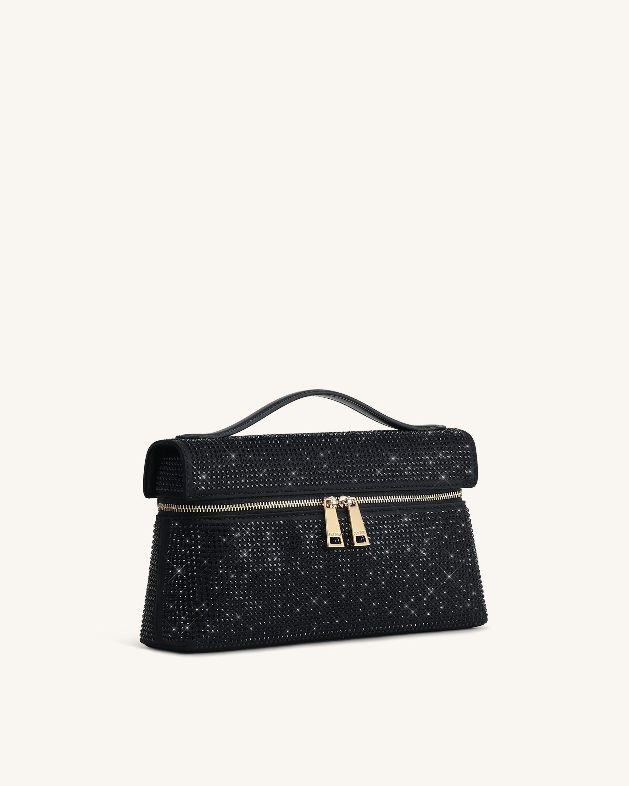 Thea Artificial Crystal Top Handle Bag - Black | JW PEI