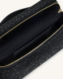 Thea Artificial Crystal Top Handle Bag - Black