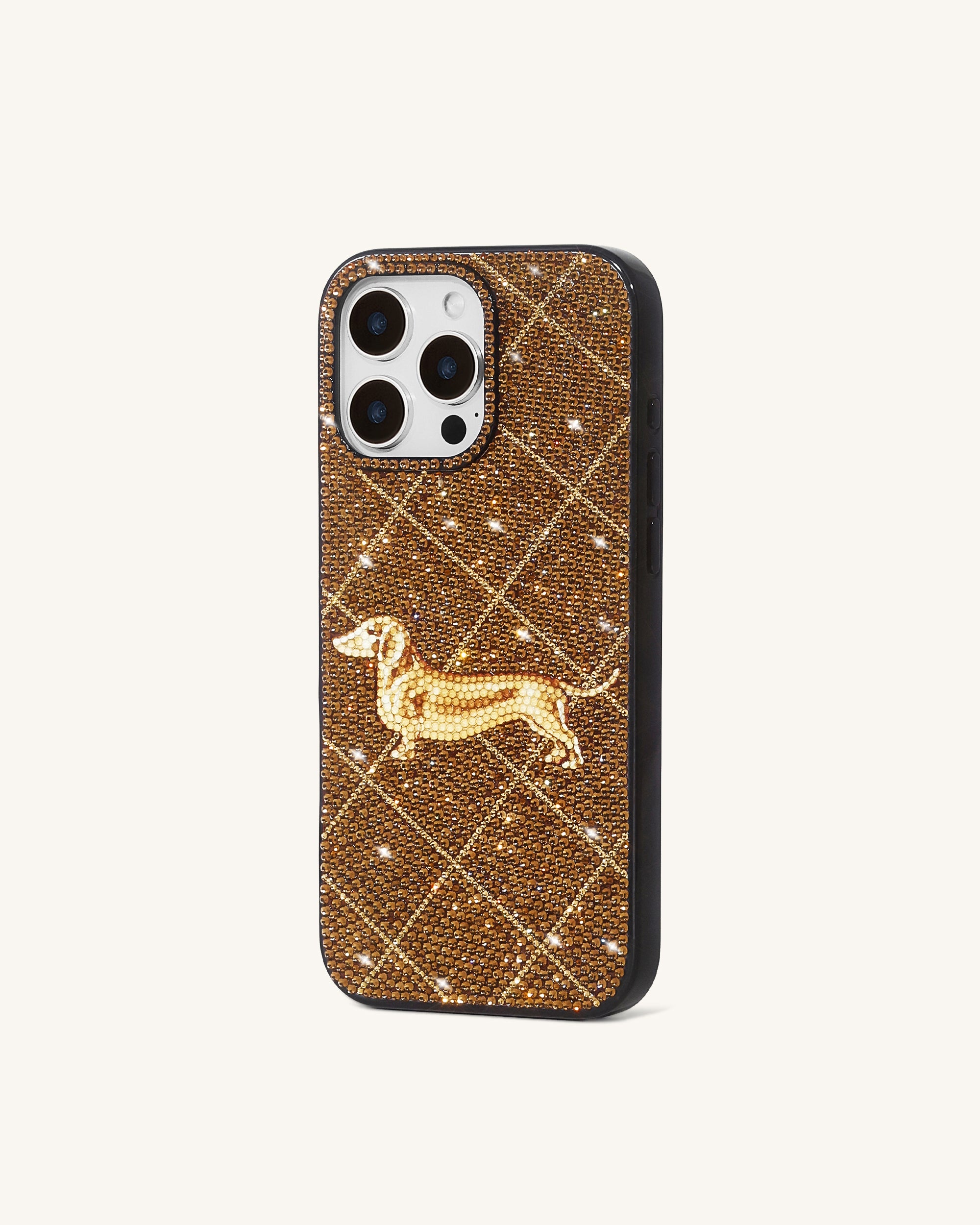 Dachshund Motif Artificial Crystal Phone Case - Brown | JW PEI