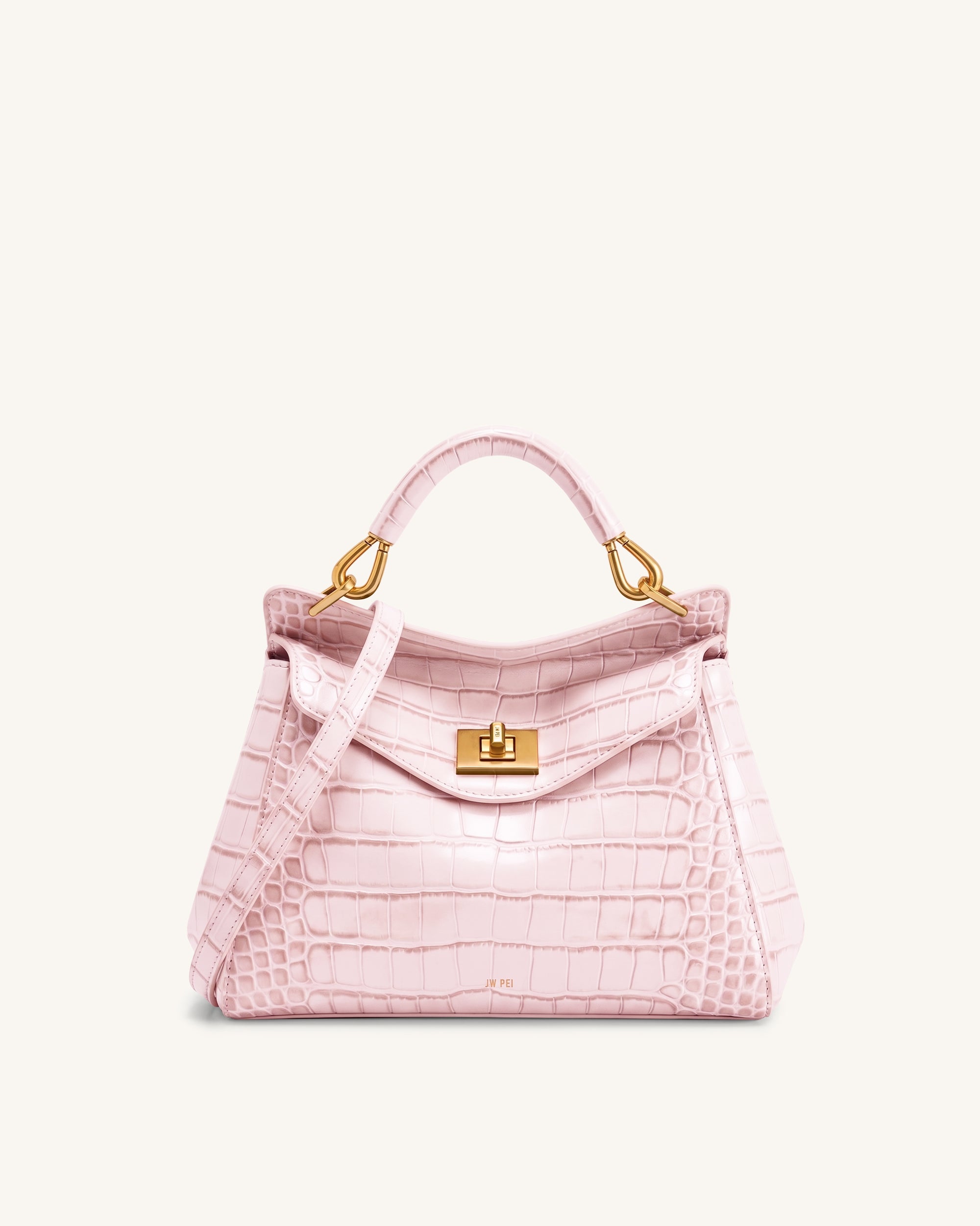 Lucia Classic Top Handle Bag - Pink Croc